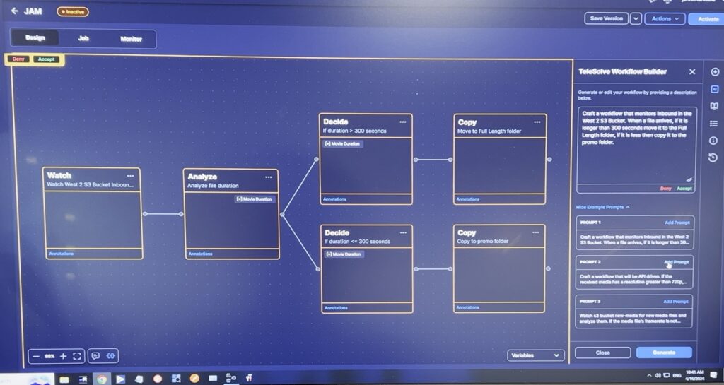 Generative AI in Telestream Vantage. 