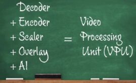 An image of a chalkboard defining VPU as a device that decodes, encodes, scales, overlays, and has AI capabilities.