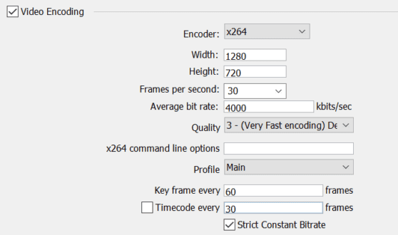 Encoding H.264 with Wirecast