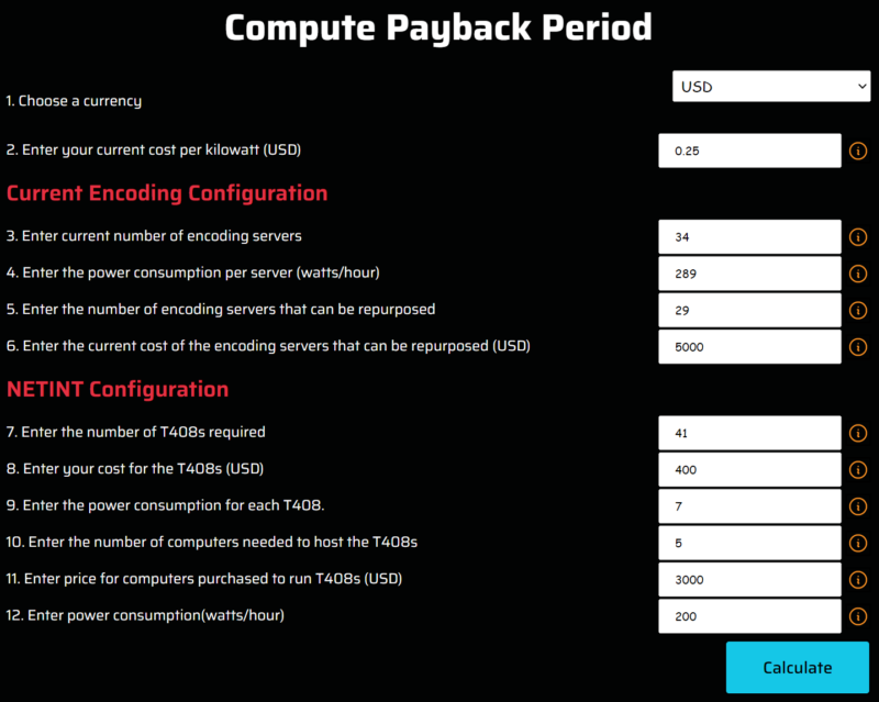 computing the payback period on ASIC-based transcoders